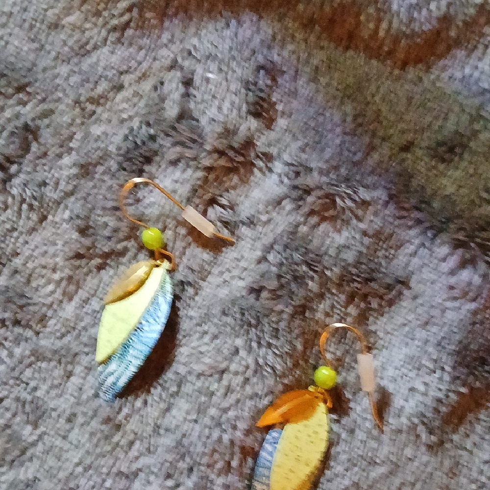 Chic Gold and Yellow Leaf Earrings